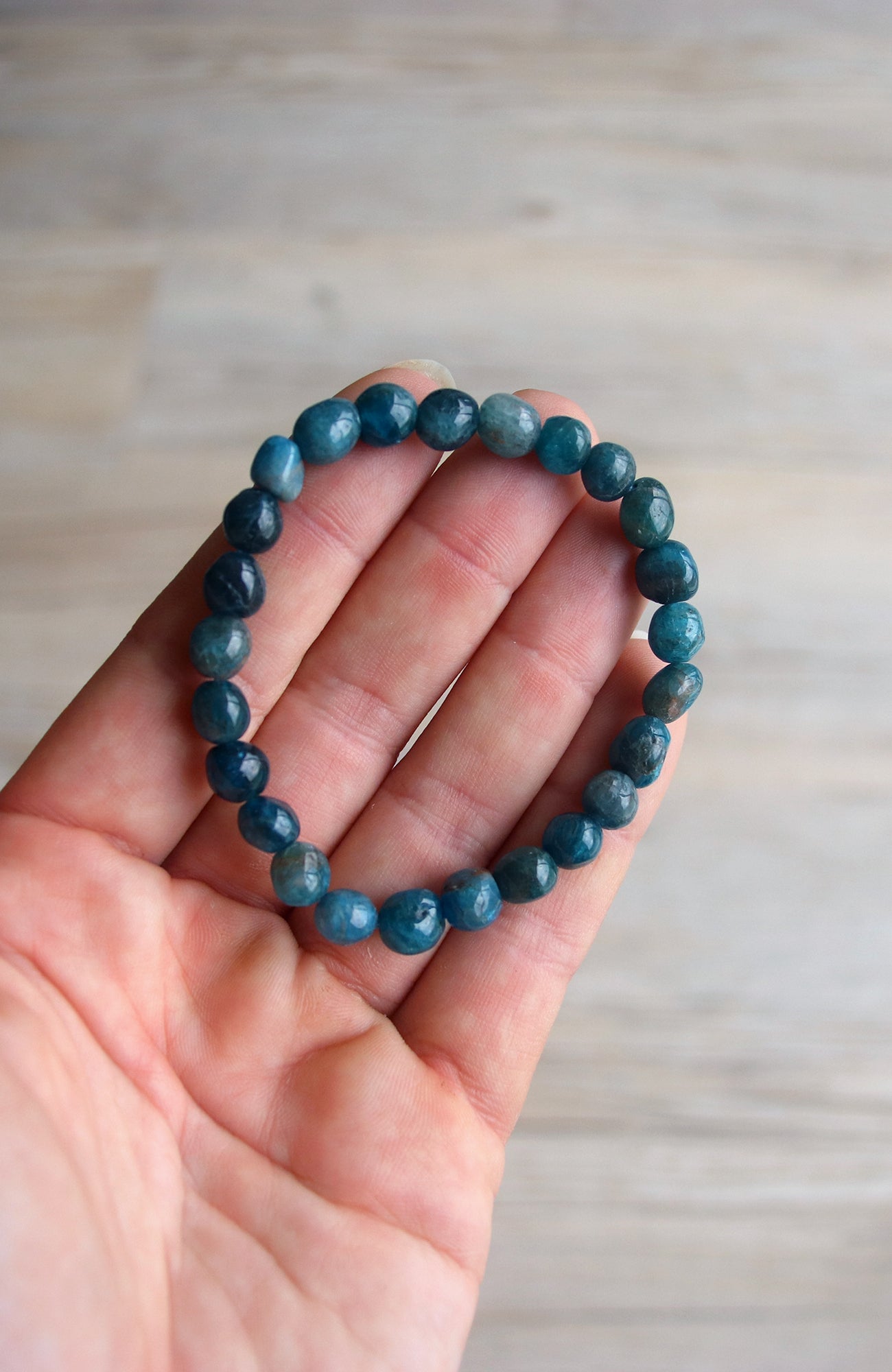 Blue Apatite Nugget 6-8mm Bracelet 297